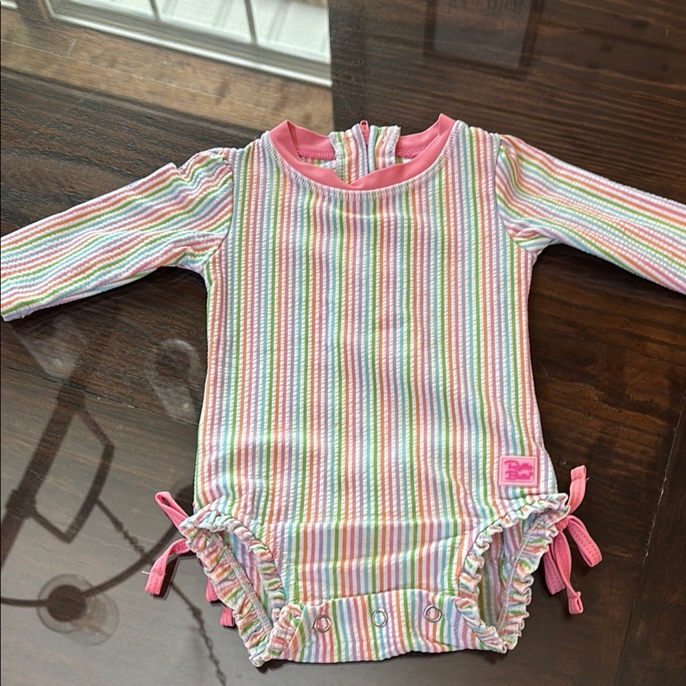 Striped Long-Sleeve Baby Onesie